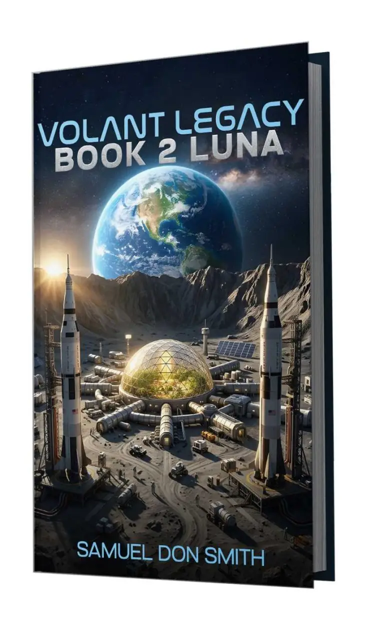 Volant Legacy Book II Luna cover by Samuel Don Smith featuring lunar base operations and astronaut space thriller fiction